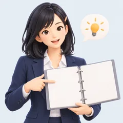 マニュアルを開いて、質問に答える、AI秘書のイラスト